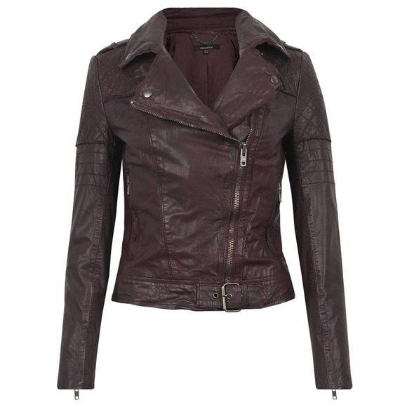 Muubaa Biker Goat Leather Moto Berry Jacket Purple Distressed Asymmetric… - Picture 1 of 13
